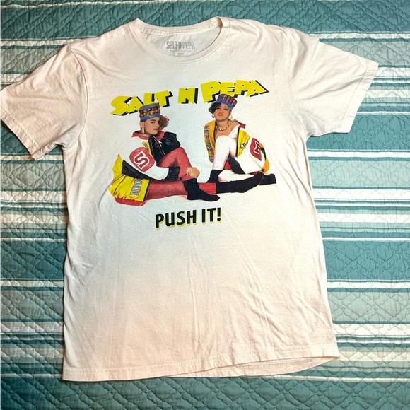 90s Salt N Pepe Push It Graphic T-Shirt White Size Medium - Picture 2 of 5